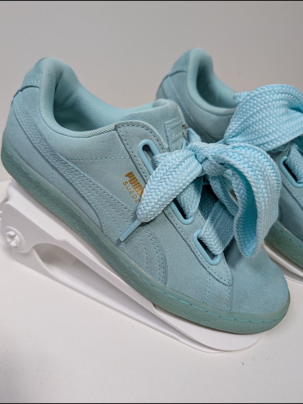 Puma Suede Platform Sneakers in Light Aqua